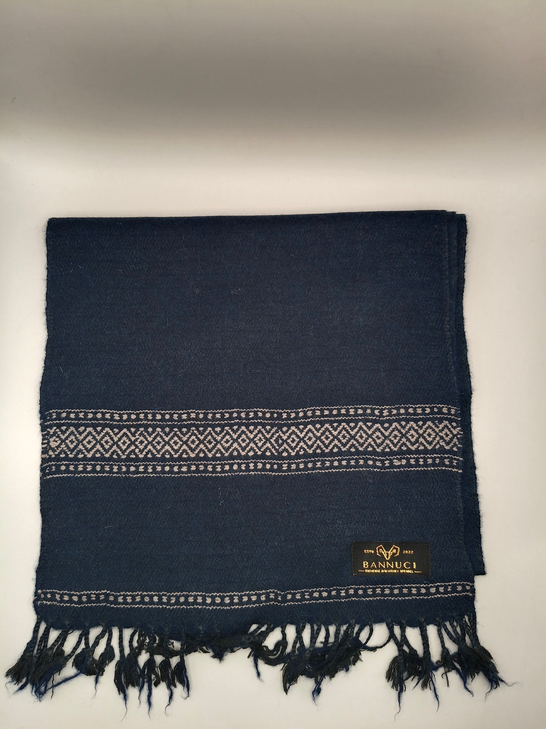 Premium Quality And Extremely Soft Blue Muffler With White Stripped Design