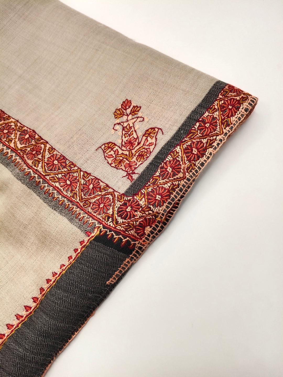 Hand Embroidered Original Toosh Shawl With Border