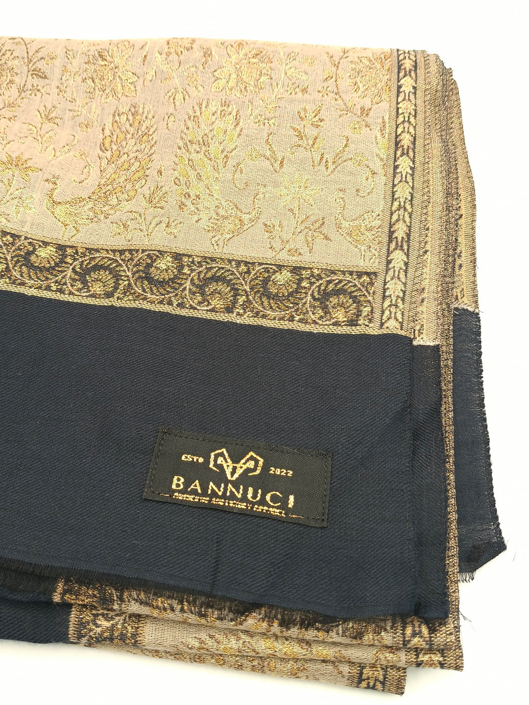 Premium Pashmina Shawl With Four Sided Golden Zarri Woven Border