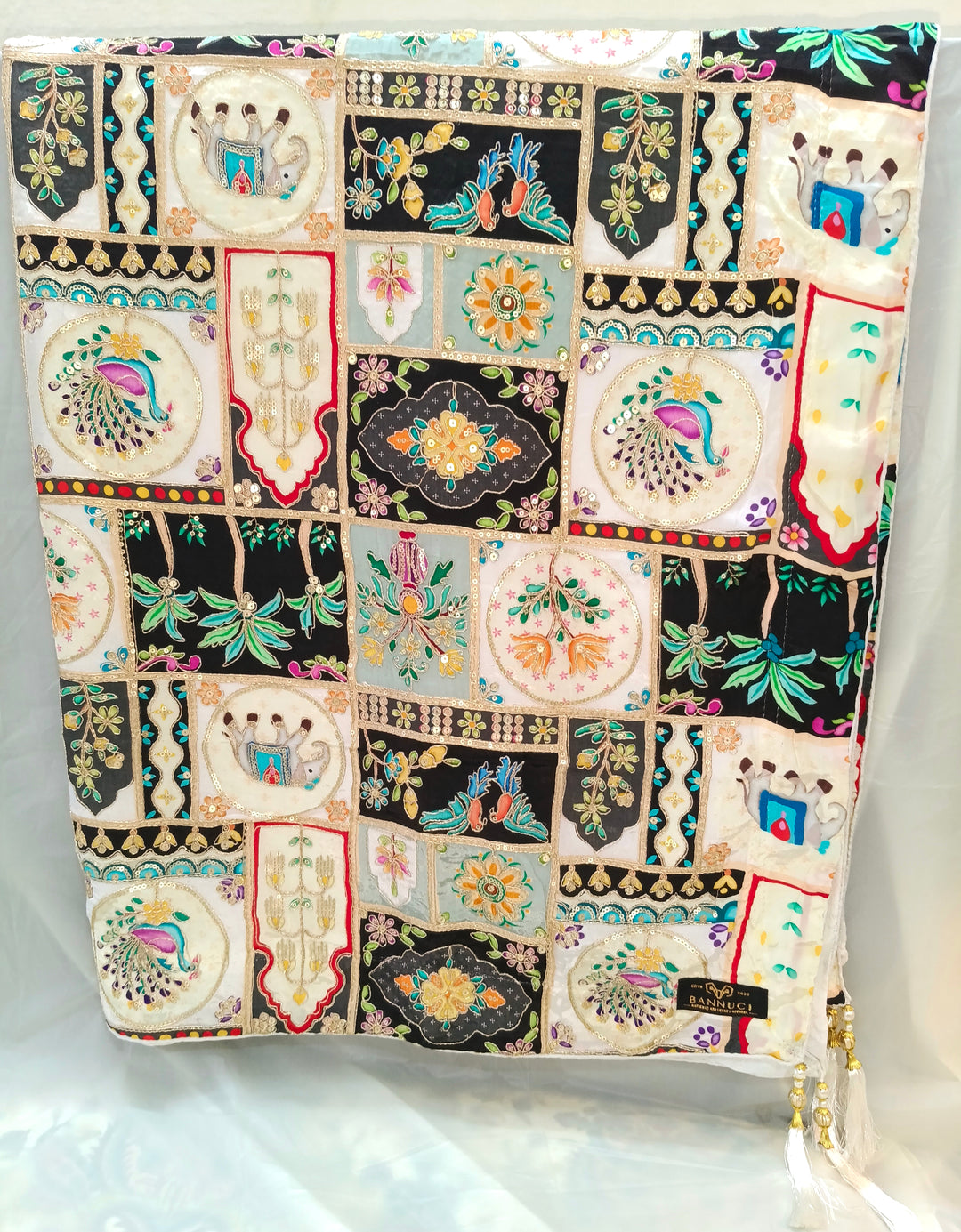 Mehsuri Silk With Hand Embroidery Multi Color Shawl