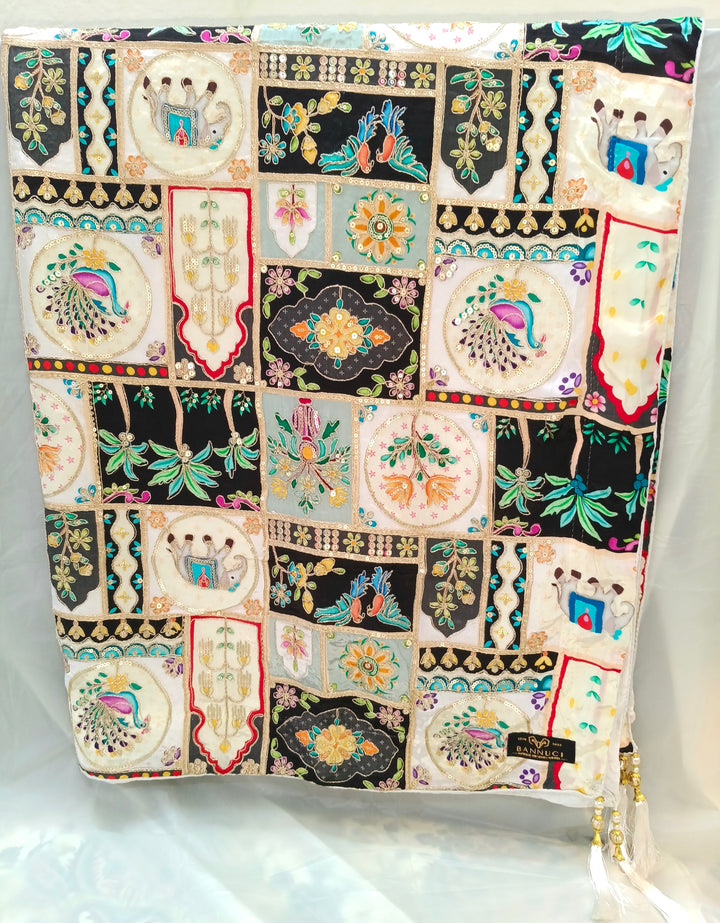 Mehsuri Silk With Hand Embroidery Multi Color Shawl