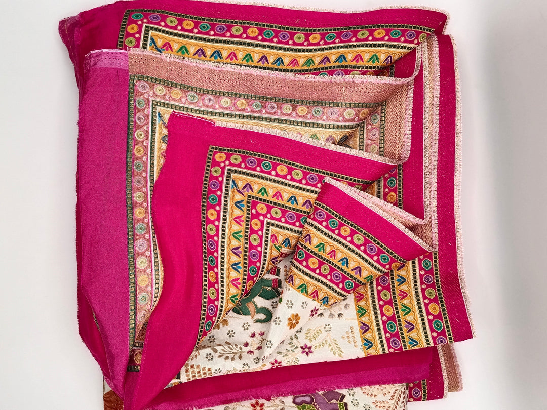 Premium Quality Dark Maroon And Off White Mix Multi Color kani Silk Pashmina  Shawl