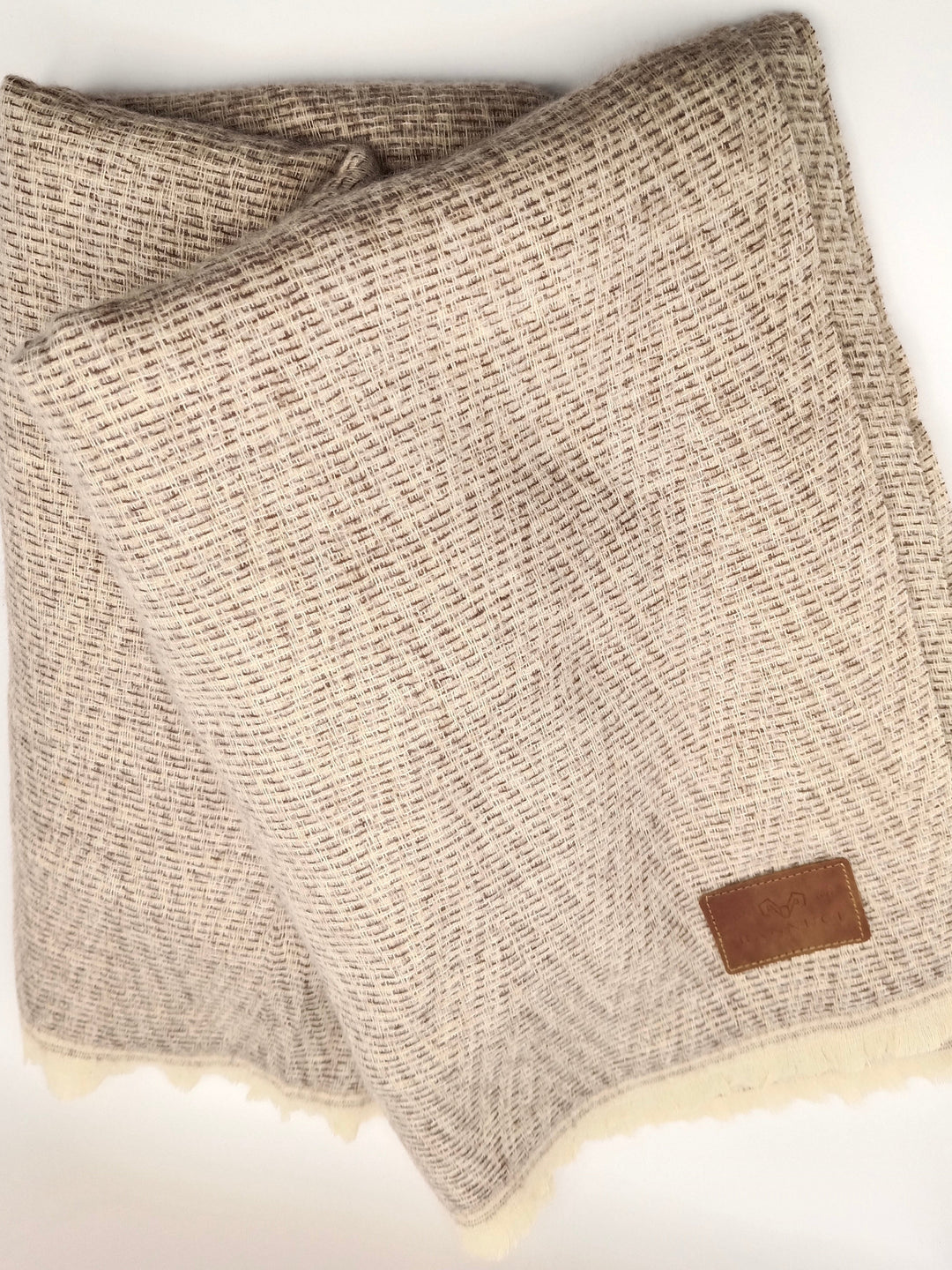 Premium Quality Cream Checked Pashmina Cashmere Shawl