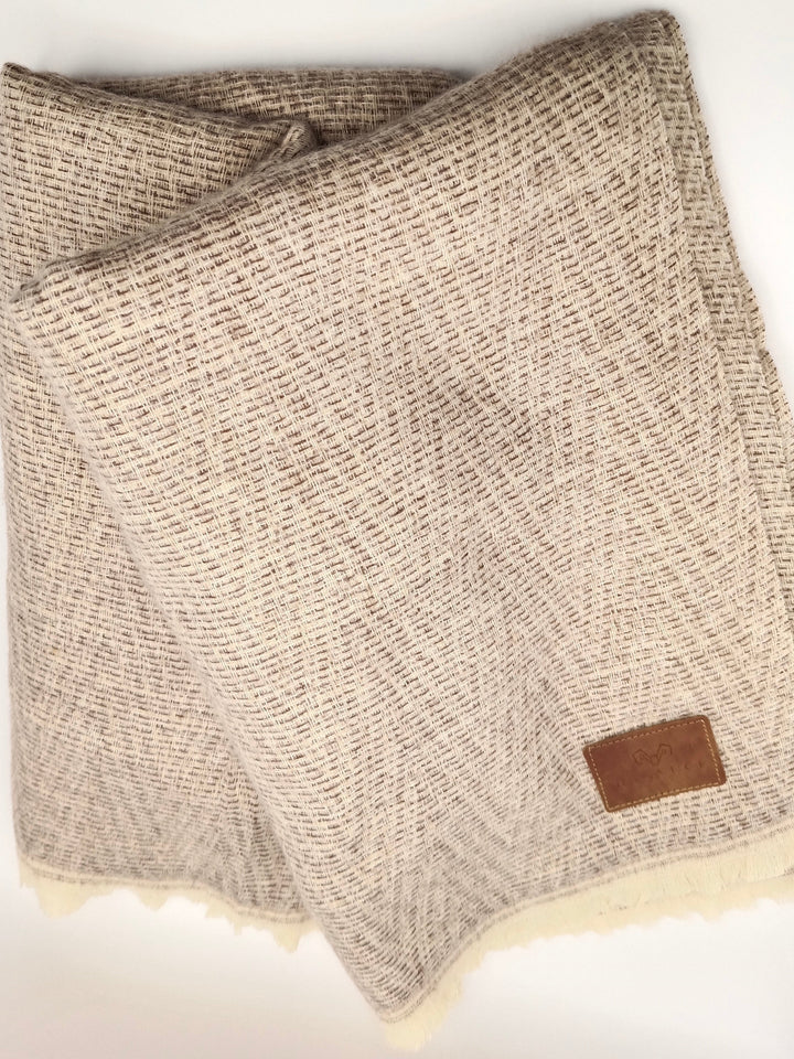 Premium Quality Cream Checked Pashmina Cashmere Shawl