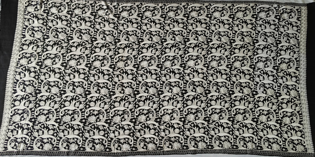 Premium Quality Black Embroidered Pashmina Cashmere Shawl