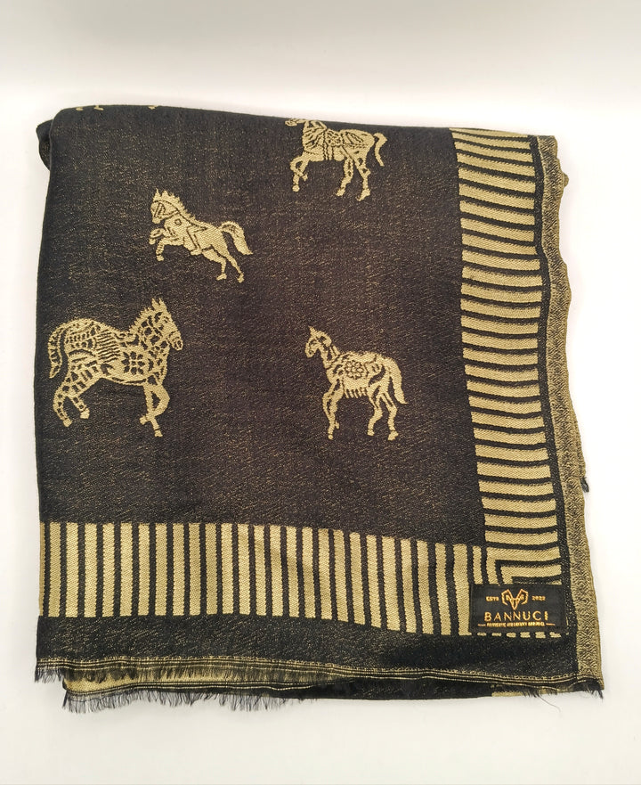 Stallion Design New Trendy Reversible Black Kani Pashmina Shawl