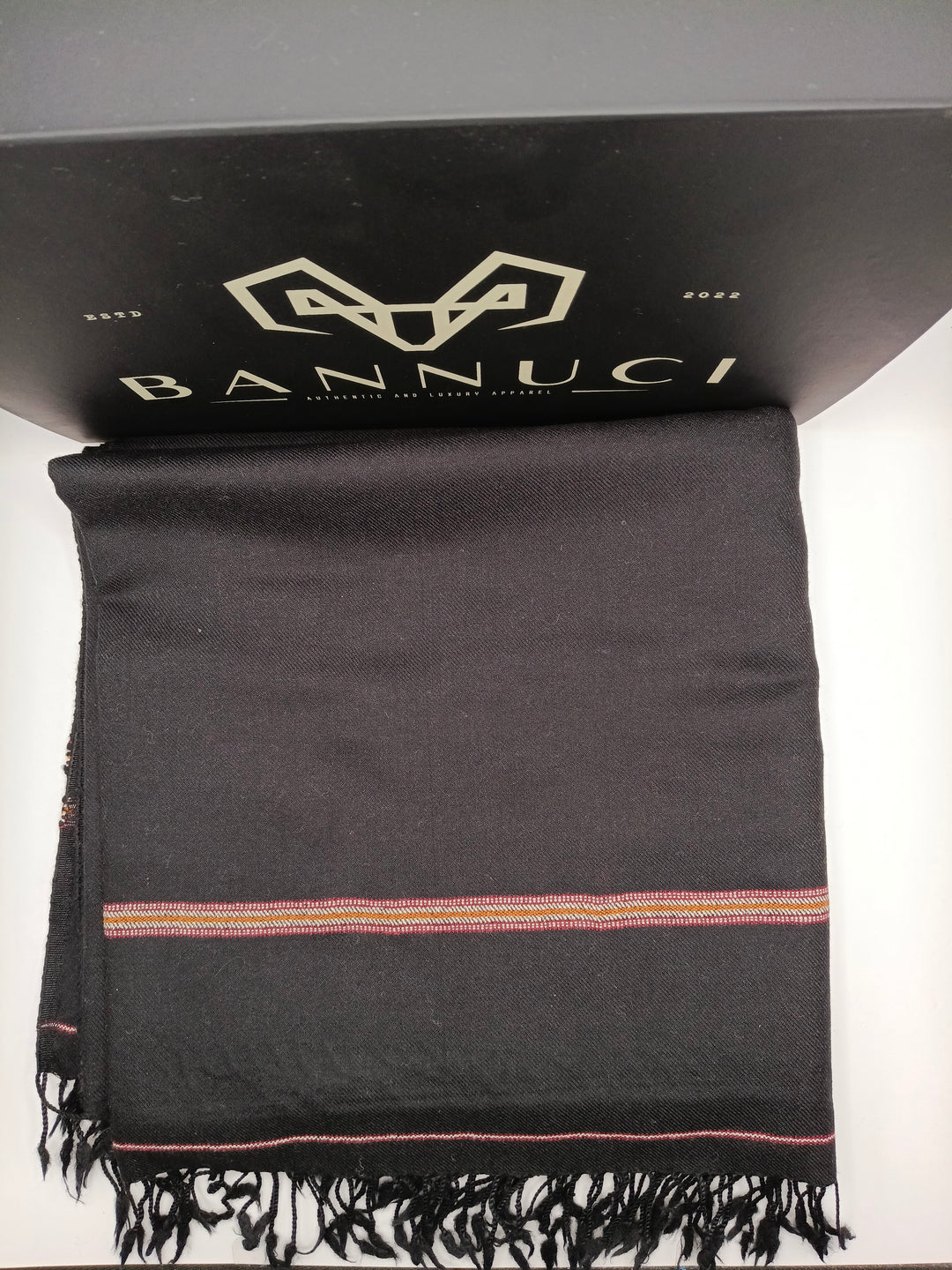 Premium Quality Striped Double Fiber 72 Black Woolen Shawl