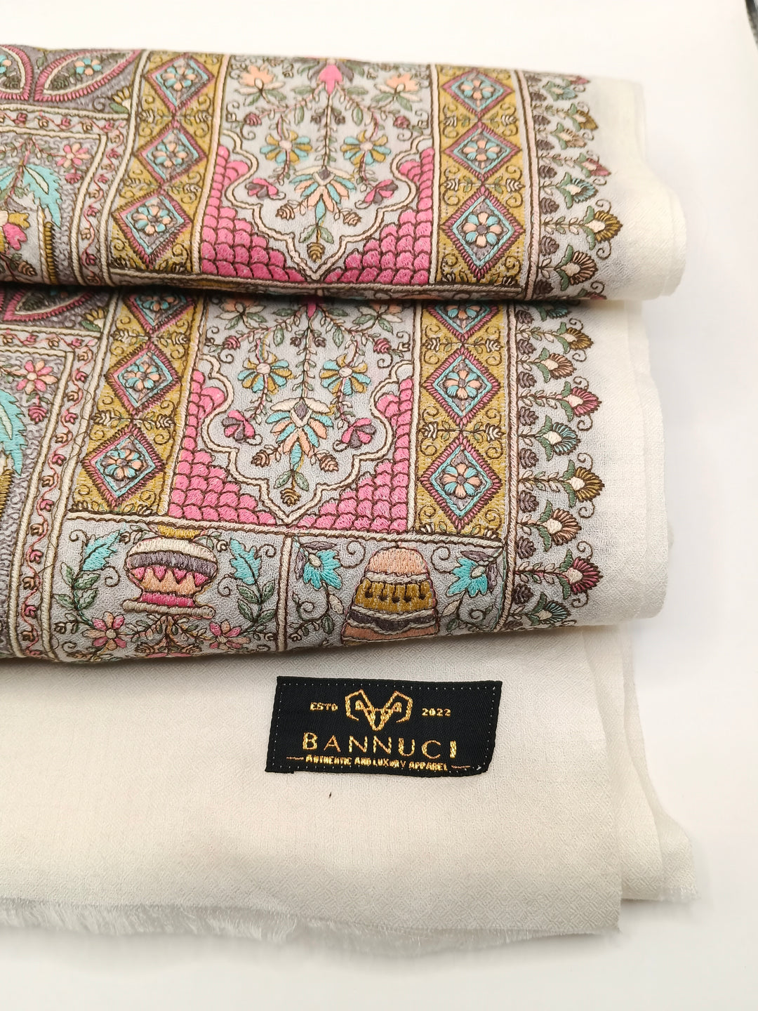 Premium Quality Extremely Soft Hand Embriodered Sozni Sui Jama Pashmina Shawl