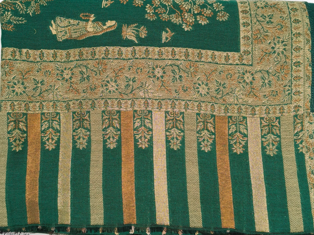 Premium Quality Dark Green Multi Color kani Pashmina  Shawl