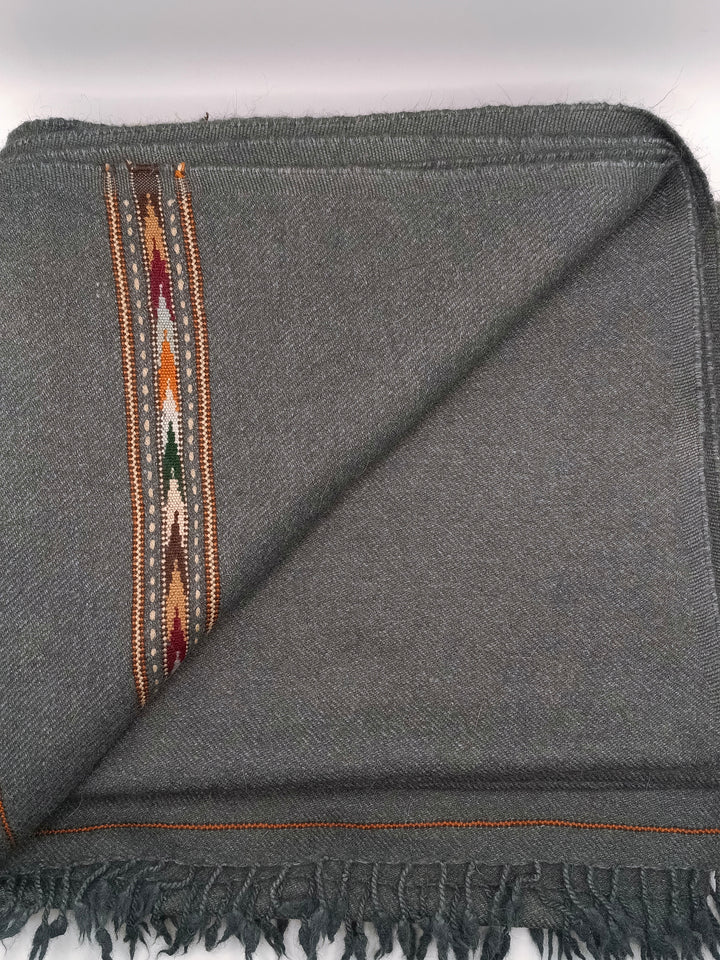 Premium Quality Striped Dark Gray Heavy Weight Lamb Woolen Shawl