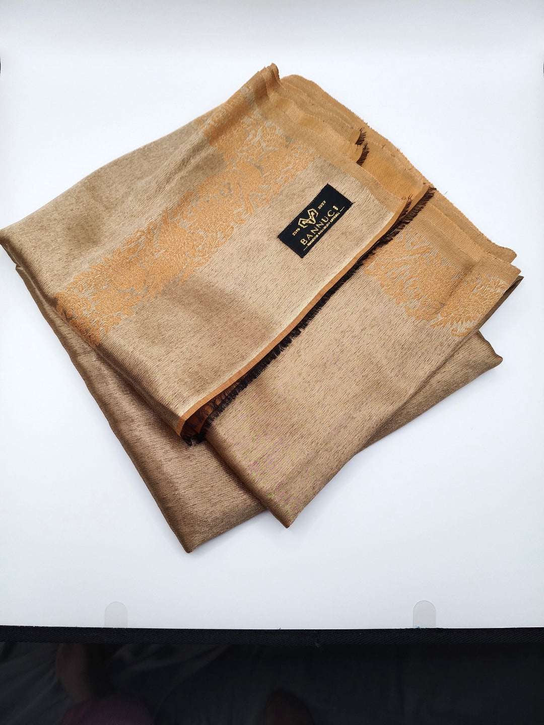 Premium Quality Orange Moonlight Kani Reversible Pashmina Cashmere Shawl