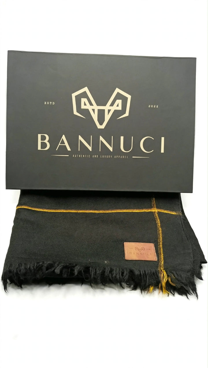 Premium Quality Single Fiber Black 72 Grade Striped Pure Woolen Shawl