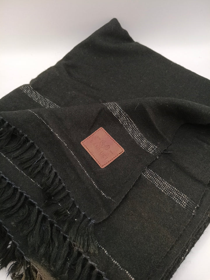 Supreme Quality Gray Pure Angora Rabbit Striped Woolen Shawl