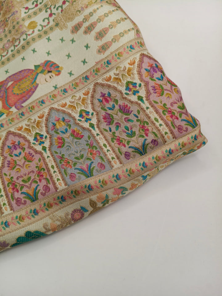 Premium Quality Off White Mix Multi Color kani Silk Pashmina  Shawl