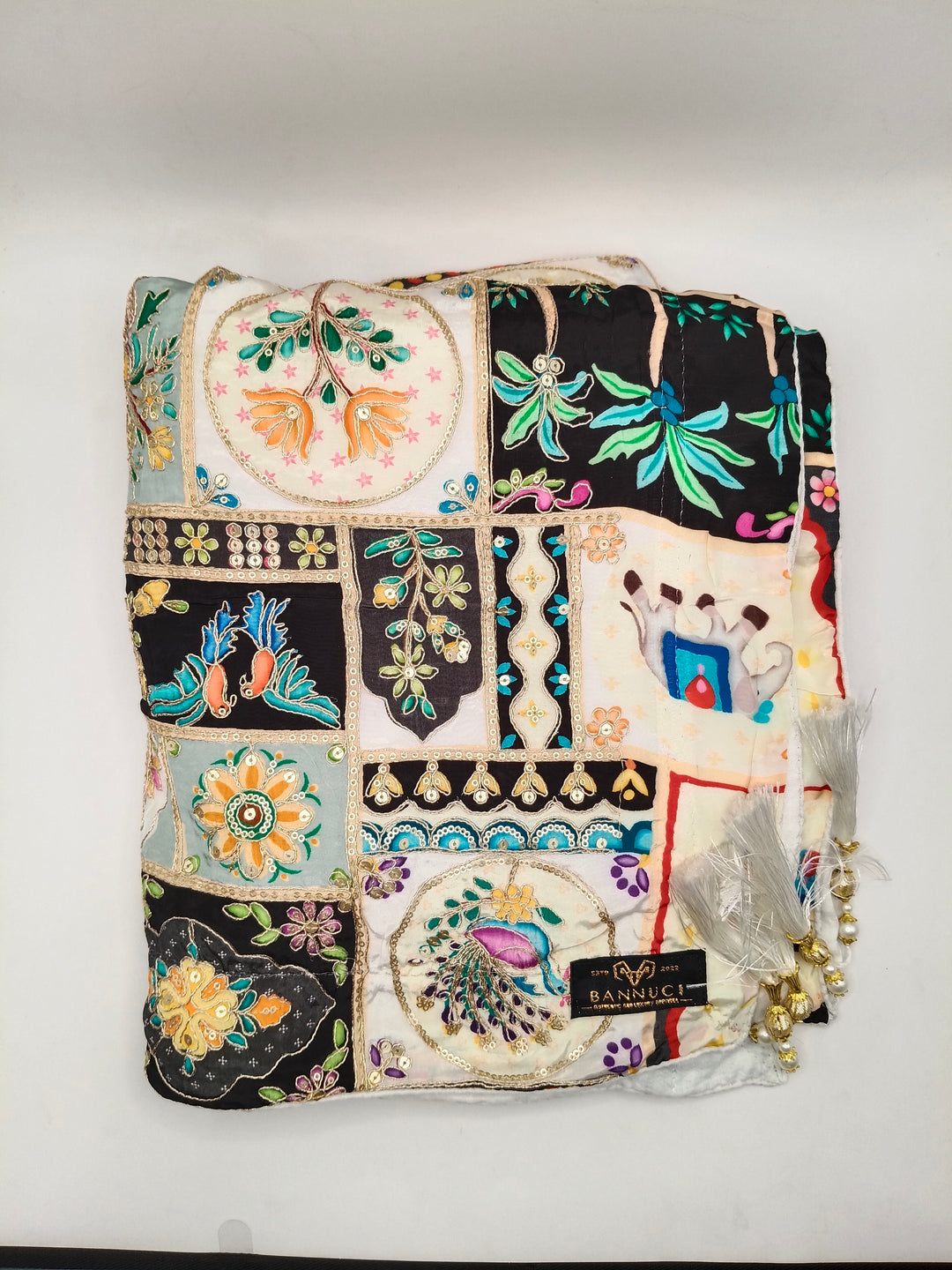 Mehsuri Silk With Hand Embroidery Multi Color Shawl