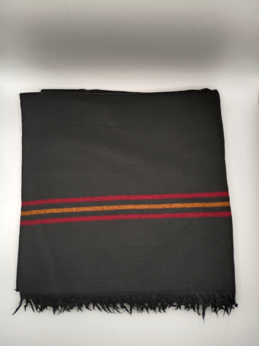 Premium Quality Multi Color Striped Double Fiber 72 Black Woolen Shawl
