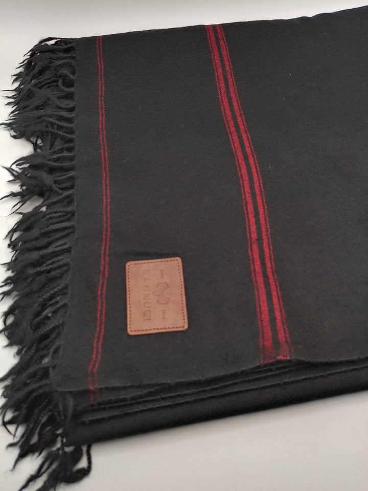 Premium Quality Multi Color Striped Double Fiber 72 Black Woolen Shawl