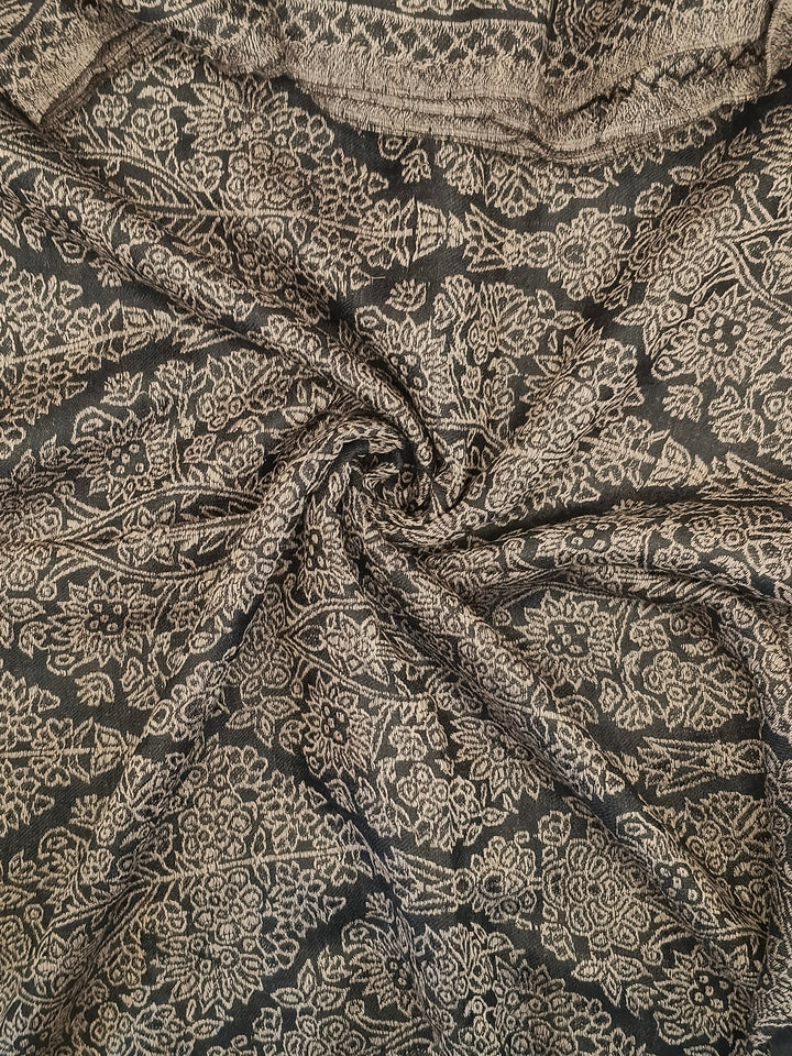 Premium Black Woven Kani Pashmina Cashmere Scarf 3