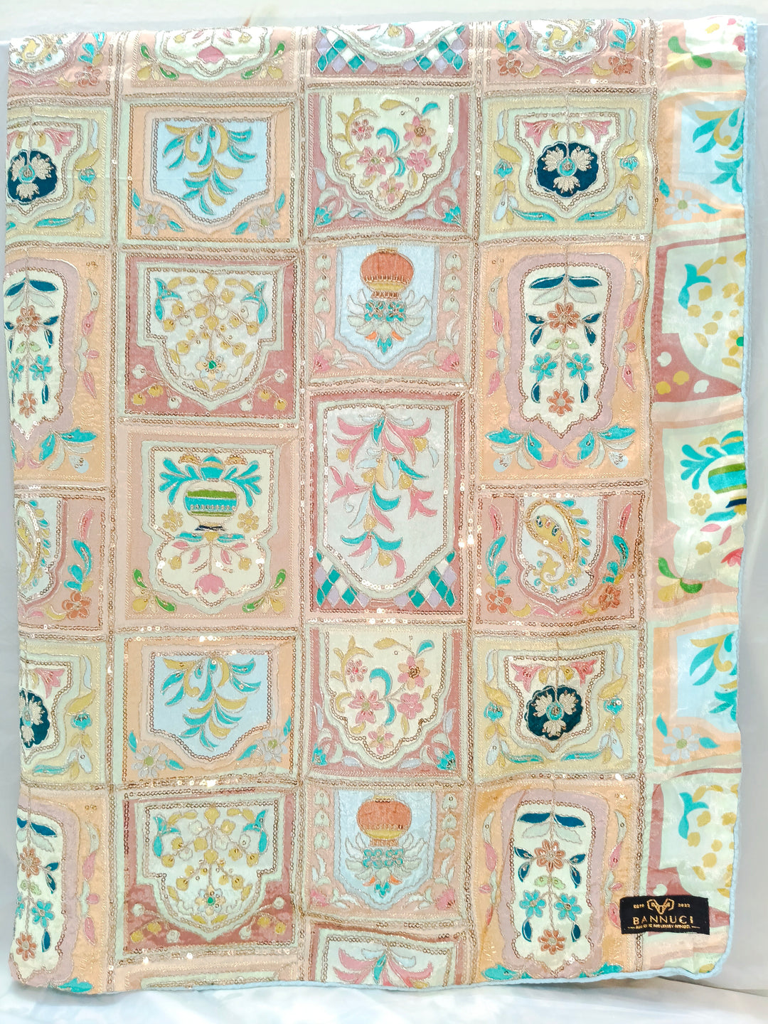 Mehsuri Silk With Hand Embroidery Multi Color Shawl