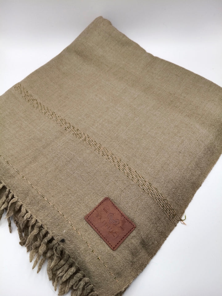 Supreme Quality Gray Brown Pure Angora Rabbit Striped Woolen Shawl