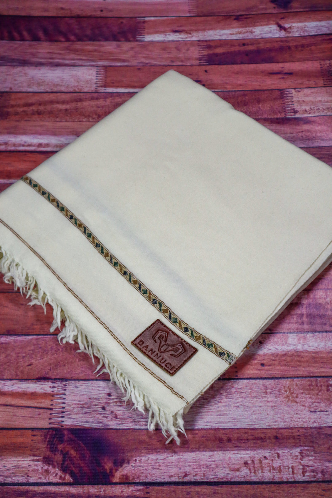 Premium Quality Mix Colored Stripe Off White Pure Woolen Shawl by BANNUCI