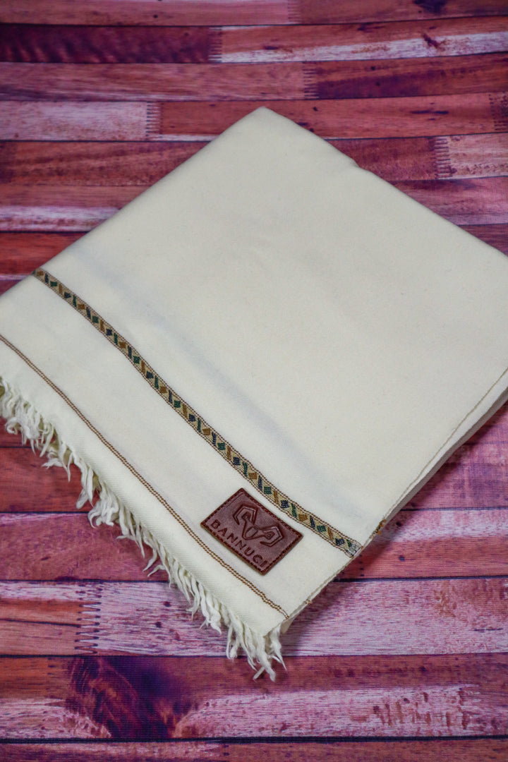 Premium Quality Mix Colored Stripe Off White Pure Woolen Shawl by BANNUCI