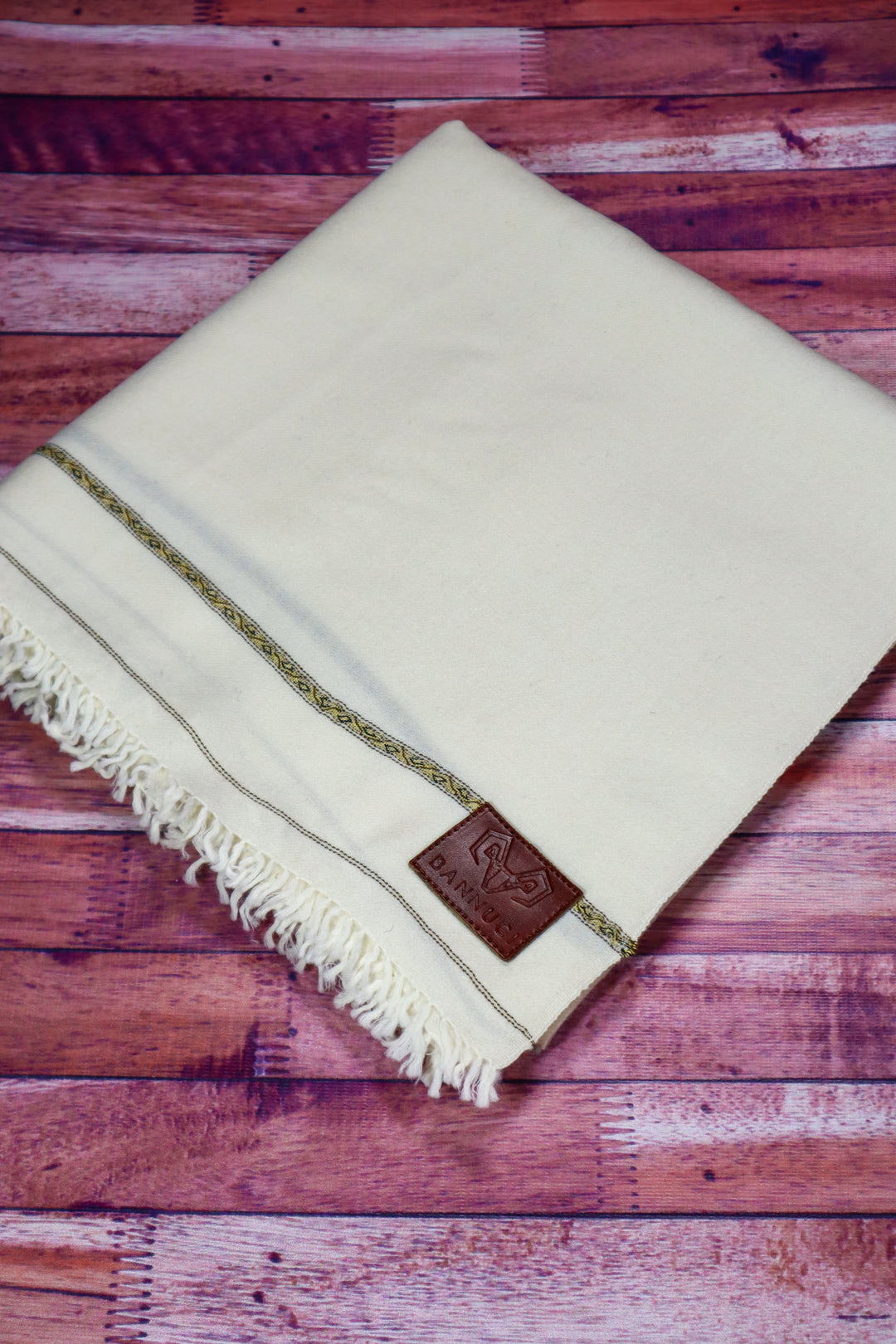 Premium Quality Mix Colored Stripe Off White Pure Woolen Shawl by BANNUCI