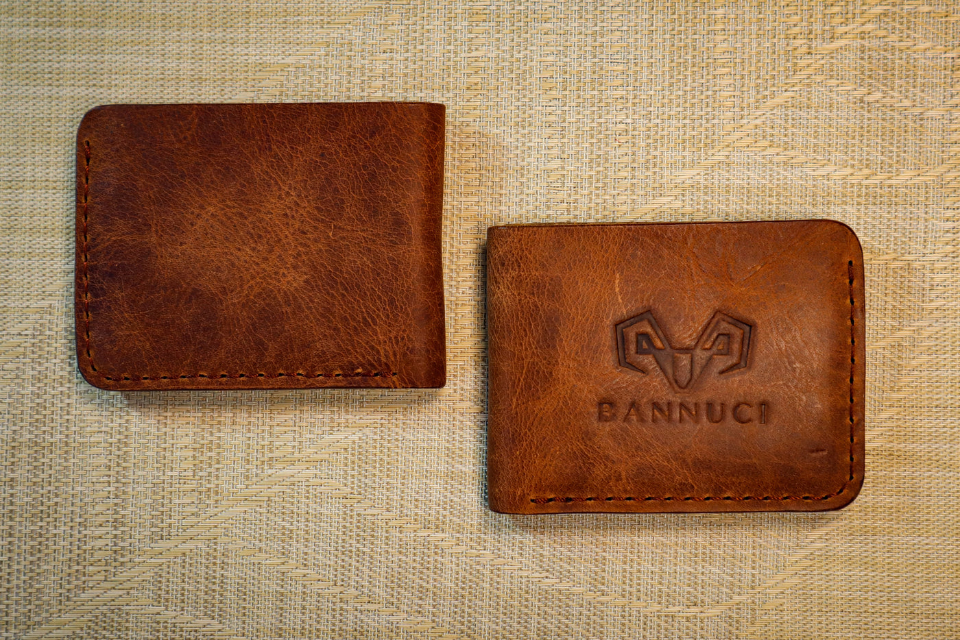 Premium Hand-Made Light Brown Distressed Leather Men's Wallet by BANNUCI