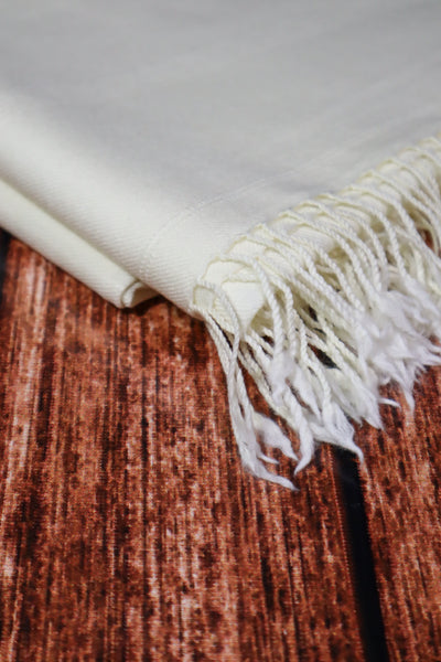 Premium Quality Plain Double Fiber Off-White Pure Woolen Shawl