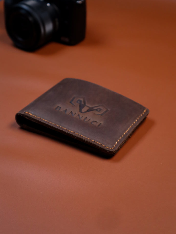 Premium Hand-Made Chestnut Brown Distressed Leather Men's Wallet by BANNUCI
