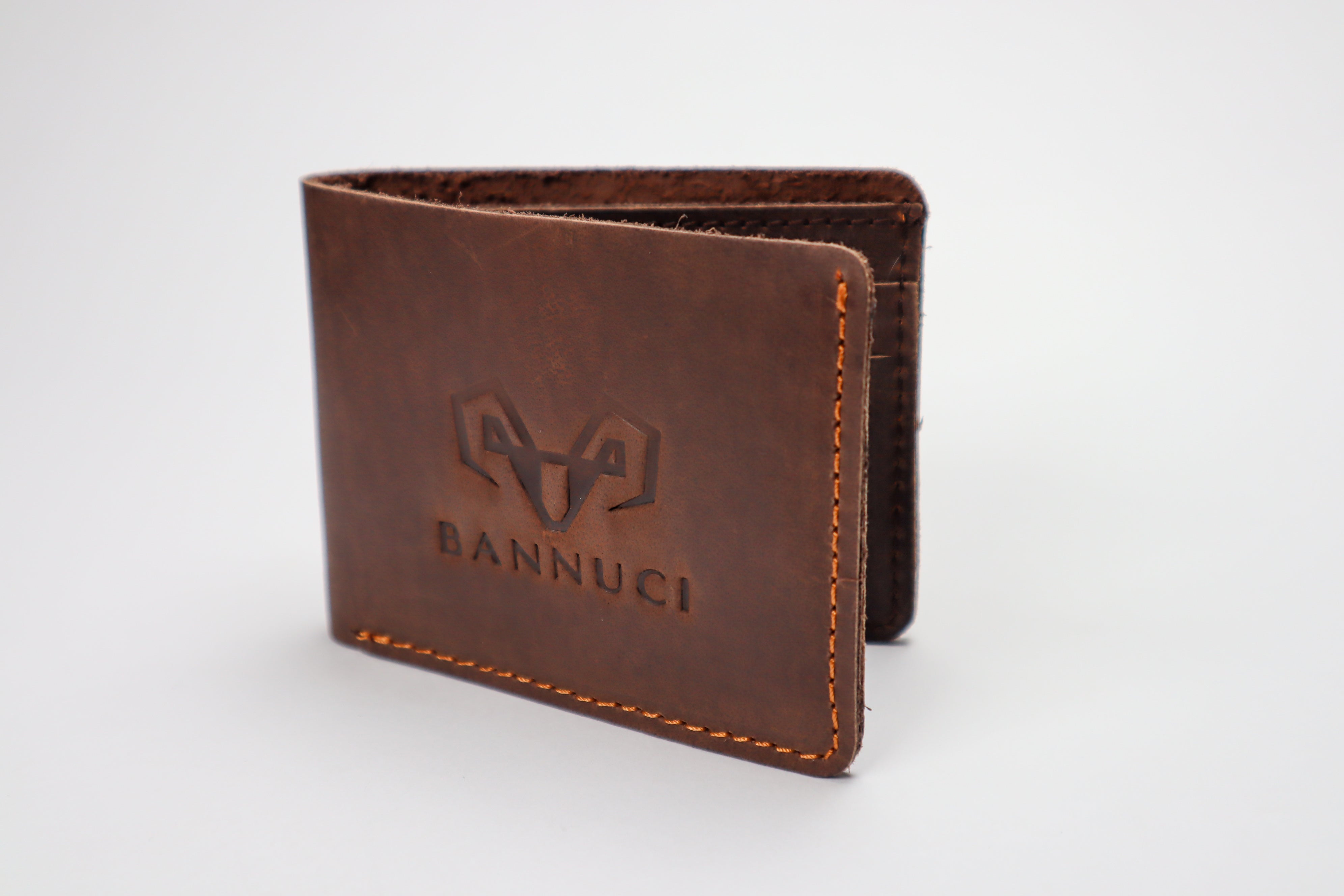 Hand Made Chestnut Brown Distressed Leather Men s Wallet Bannuci