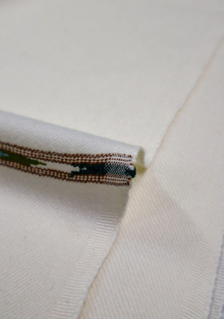 Premium Quality Double Fiber Blue Striped Off White Pure Woolen Shawl