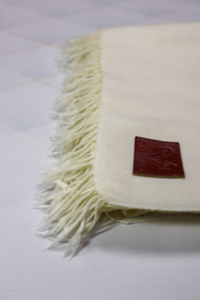 Supreme Quality Plain Off White Pure Woolen Shawl by BANNUCI