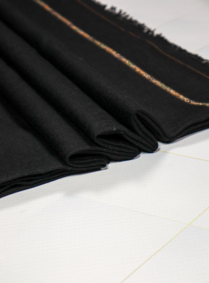 Premium Quality Striped Jet Black Pure Woolen Shawl by Bannuci