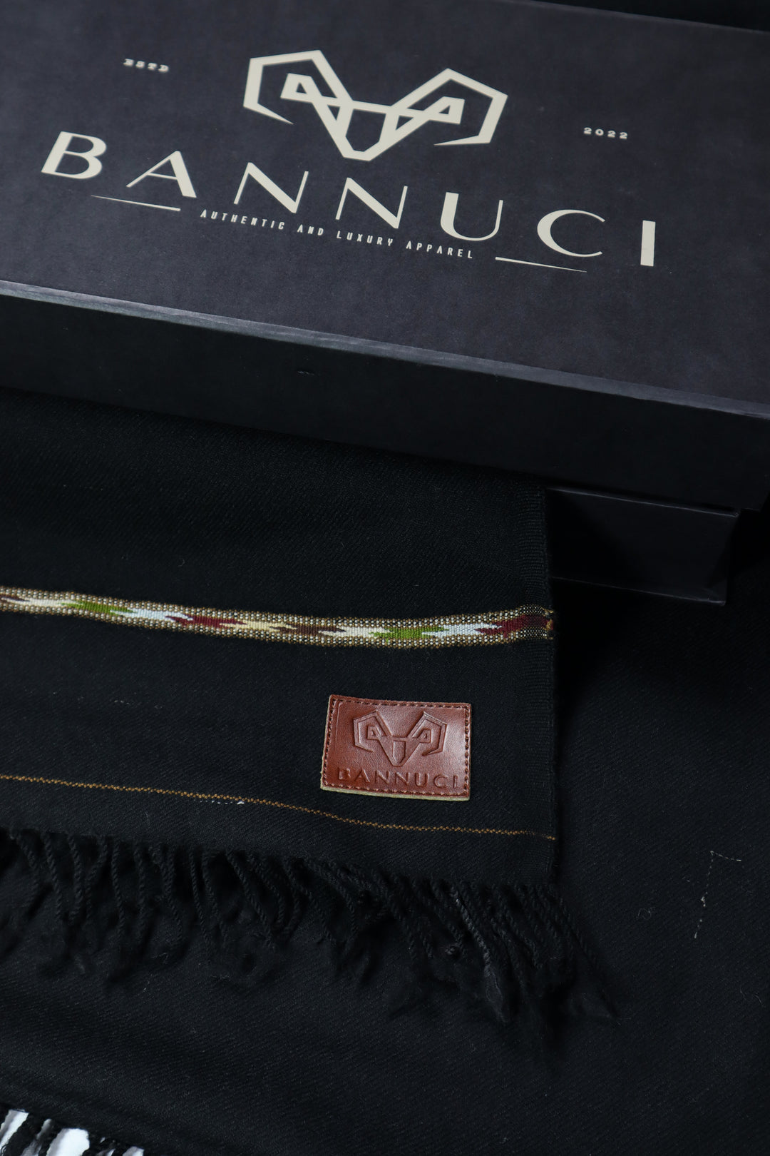 Premium Quality Single Fiber Black Striped Pure Woolen Shawl by Bannuci