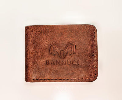 Premium Hand-Made Light Brown Distressed Leather Men's Wallet by BANNUCI